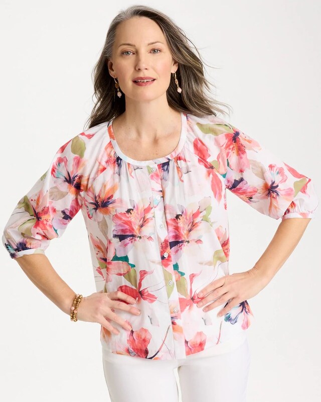Cotton Voile Croix Collage Blouse
